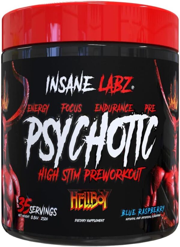 Insane Labz Hellboy Edition, High Stimulant Pre Workout Powder and NO Booster 35 Srvgs - BLUE RASPBERRY