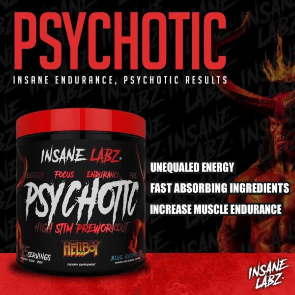 Insane Labz Hellboy Edition, High Stimulant Pre Workout Powder and NO Booster 35 Srvgs - BLUE RASPBERRY - Image 4