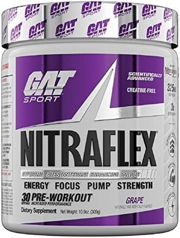 GAT SPORT, Nitraflex Advanced Pre-Workout Powder (Grape, 30 Servings)