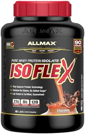 ALLMAX Nutrition - ISOFLEX Whey Protein Powder, Whey Protein Isolate, 27g Protein, Chocolate, 5 LBS