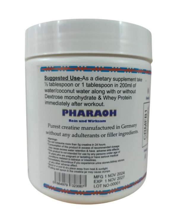 Pharaoh Creatine Monohydrate 83 Serving 250gms - Made In Germany - Image 3
