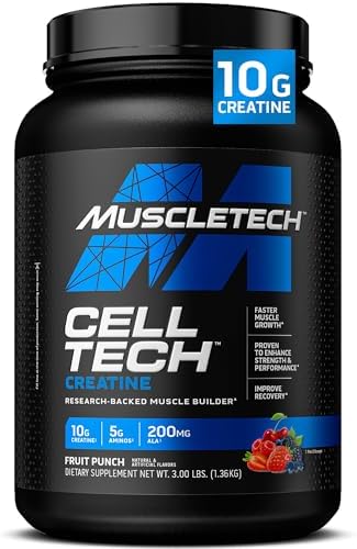 MuscleTech Cell-Tech Creatine Post Workout Recovery Drink Fruit Punch, 3 lbs (made in U.S.A)