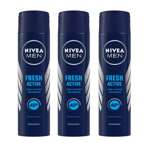 Nivea Men Deodorant Spray, Fresh Active, 150Ml (Pack Of 3)